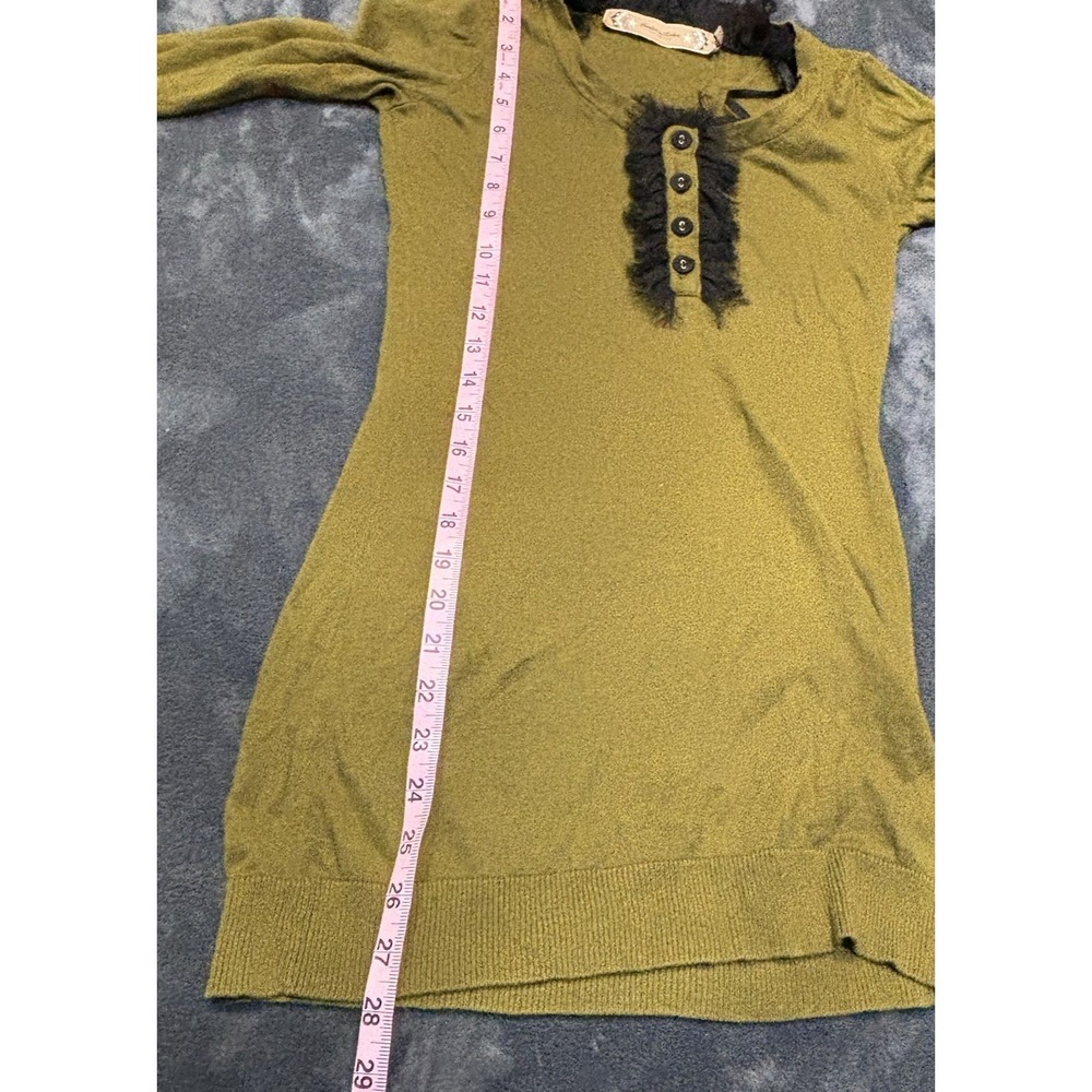 Twelve By Twelve Army Green Womens Henley Tunic Top Forest Fairy Whimsigoth Sz S - Picture 4 of 7